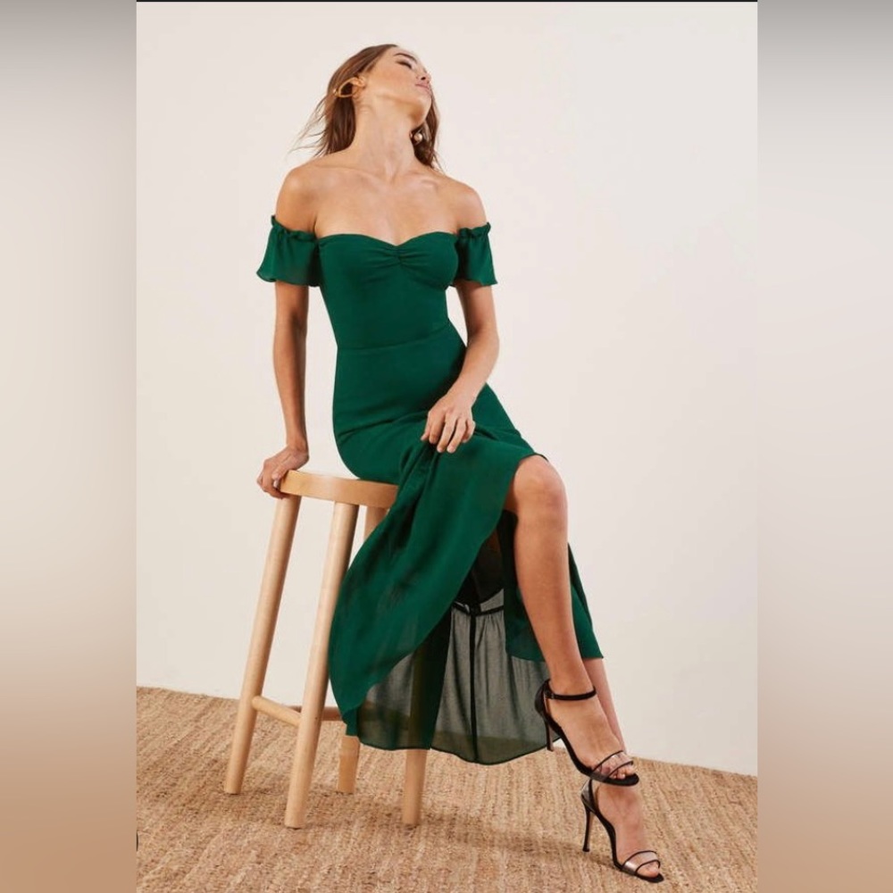 Reformation Butterfly Dress Emerald Green Size 0